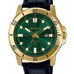 Killer Men Brass Patterned Dial & Straps Analogue Watch Timewear 7010 Golden Green Edition-15