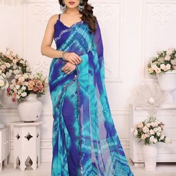 Moda Rapido Tie and Dye Mirror Work Pure Georgette Saree-image-60