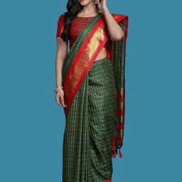 yourwish Checked Zari Garad Saree-image-18