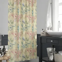 ArtzFolio Brown & Pink Floral Printed Waterproof Shower Curtain-image-80