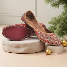 Anouk Women Embellished Square Toe Ethnic Mojaris Flats-22