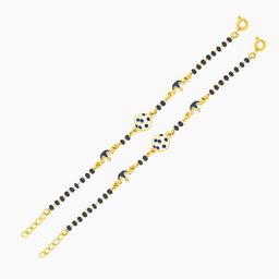 SWASHAA Kids Set of 2 Stainless Steel 18KT Gold-Plated Beaded Wraparound Bracelets-3