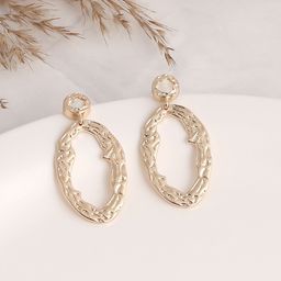 DressBerry Gold-Plated Oval Shaped Drop Earrings-11