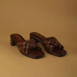 Ozuri Women Leather Block Sandals Heel-image-58