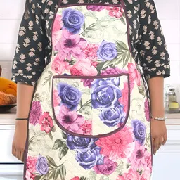 Aura Cream-Color & Pink Printed WaterproofAprons-37