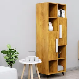 HEXA RED Brown Wooden Book Shelf-image-46