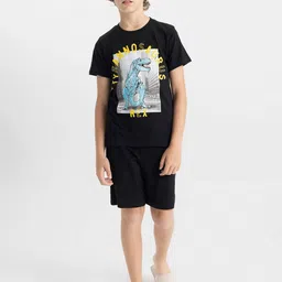 DeFacto Boys Pure Cotton Graphic Printed Night Suit-picture-27