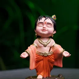 SSS SCULPTURE Orange Bal Gopal Religious Idol Showpiece-30