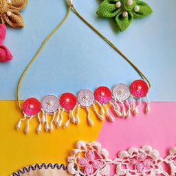 Sangria Gold-Plated Beaded & Tasseled Bogo Choker Necklace-image-34