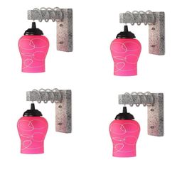 SOMIL Pink Glass Cylinder Printed Wall Lamps-image-64
