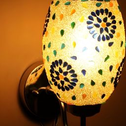 KINIS Silver-Toned & Yellow Printed Metal Quirky Cylinder Shaped Wall Lamp-54