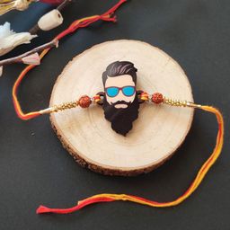 Bhai Please Dashing Bhai Rudraksha Beaded Wooden Thread Rakhi-56
