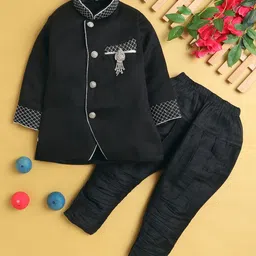 Jeetethnics Boys Mandarin Collar Silk Cotton Kurta with Pyjama-20