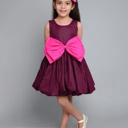 Pink Chick Round Neck Sleeveless Cotton Balloon Bow Dress With Matching Clip-image-23