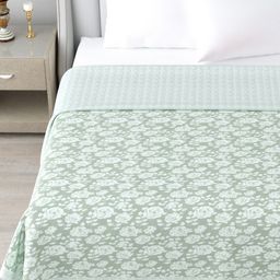 CHICERY Green & White Floral Printed AC Room Pure Cotton 210 GSM Double Bed Dohar-14