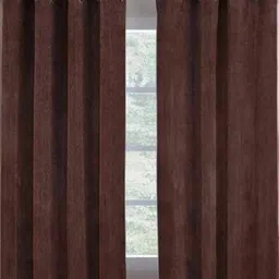 151 cm (5 ft) Polyester Semi Transparent Window Curtain (Pack Of 2) (Plain, Brown)-image-98