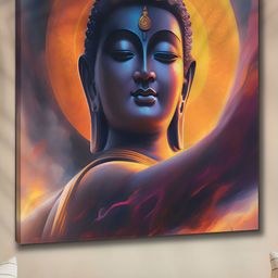 Livin'luxe Grey & Yellow Canvas Buddha Wall Art-14