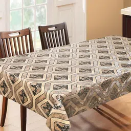 LooMantha Cream-Coloured Ethnic Motifs Waterproof Plastic 6-Seater Table Cover-22