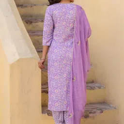 GoSriKi Women Floral Printed Regular Kurta with Salwar & With Dupatta image 4