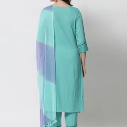Jayalakshmi Silks Women Ethnic Motifs Yoke Design Regular Mirror Work Kurta with Trousers & With Dupatta image 4