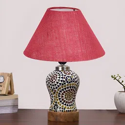Devansh Pink Wood Traditional Abstract Shaped Table Lamp image 3