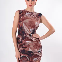 clobug Print Net Bodycon Mini Dress-image-8