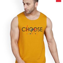 SLOWLORIS Pack Of 2 Printed Combed Cotton Gym Vests VSL26 CMB(CHS MUSTARD)(FRD BLACKRED)-image-67