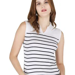 G0-4 IT Striped Sleeveless Polo Collar T-shirt-picture-15