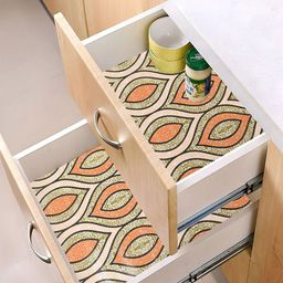 Kuber Industries Green & Orange 3 Pieces Water Resistant Shelf Liner Organisers-picture-14