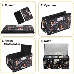 Kuber Industries Black & White 4 Pieces Printed Drawer Organisers With Transparent Lid image 2