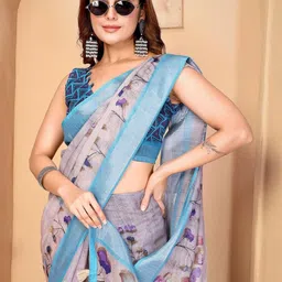 MORDEN MUSE Floral Printed Zari Saree-picture-30