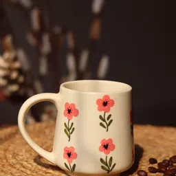 WEAVING HOMES White & Pink Printed Ceramic Glossy Mug 250ml-23