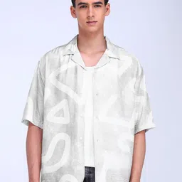 Flying Machine Men Cuban Collar Abstract Printed Oversized Casual Shirt-image-42