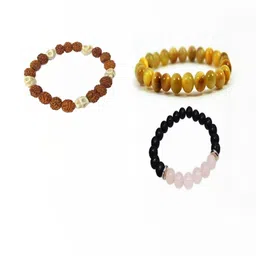 Divine souvenirs Unisex Set Of 3 Artificial Beaded Elasticated Bracelets-1