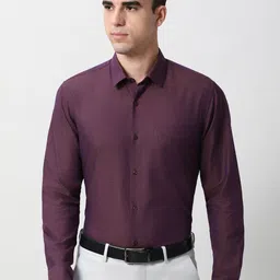 Peter England Textured Spread Collar Cotton Formal Shirt-picture-12