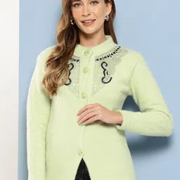 BAESD Women Embroidered Woollen Longline Cardigan-picture-11