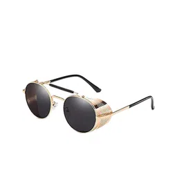 SPADEACES Unisex Round Sunglasses with UV Protected Lens STEAMPUNK GOLD BLACK CUP -19-picture-44