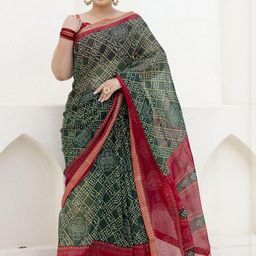 KALINI Bandhani Printed Saree with Blouse Piece-image-30