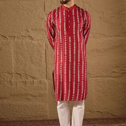 House of Pataudi Men Ethnic Motif Printed Straight Kurta-picture-57