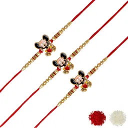 MEIRA JEWELLERY Set Of 3 Rakhi With Roli Chawal & Greeting Card-image-82