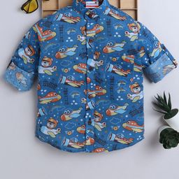 BAATCHEET Boys Graphic Printed Mandarin Collar Comfort Cotton Shirt-picture-4