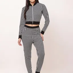 Mast & Harbour Printed Shirt-Neck Cropped Top With Trouser Co-Ords-image-54