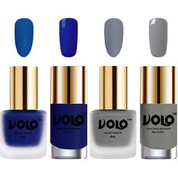 VOLO Set Of 4 Velvet Matte & Extra Shine Nail Polish-8 ml & 9.9 ml Each Shade 19-20-66-41-18