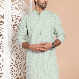 Jompers Men Geometric Embroidered Sequinned Kurta-picture-12