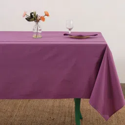 HANDICRAFT PALACE Solid Cotton 8 Seater Table Cover & 8 Napkins-53