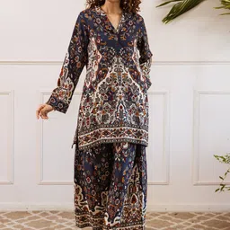 Nehamta Women Ethnic Motifs Printed Regular Kurta with Palazzos-image-20
