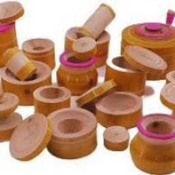 thenkumari Wooden Kitchen Play Set for Kids, Traditional Choppu Jaman Set (32 Pieces Brown). image 4
