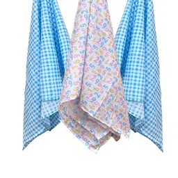 Trance Home Linen 
Numeric & Checks Large Size Set of 3 Cotton Baby Swaddle Wrap image 2