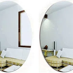 Oval Shape Adhesive Bathroom Wall Mirror Stickers Not Easy to Break Plastic Pack of 2-image-53