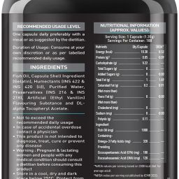 muscleblaze Omega 3 Fish Oil 1000 mg (180mg EPA and 120mg DHA) image 4
